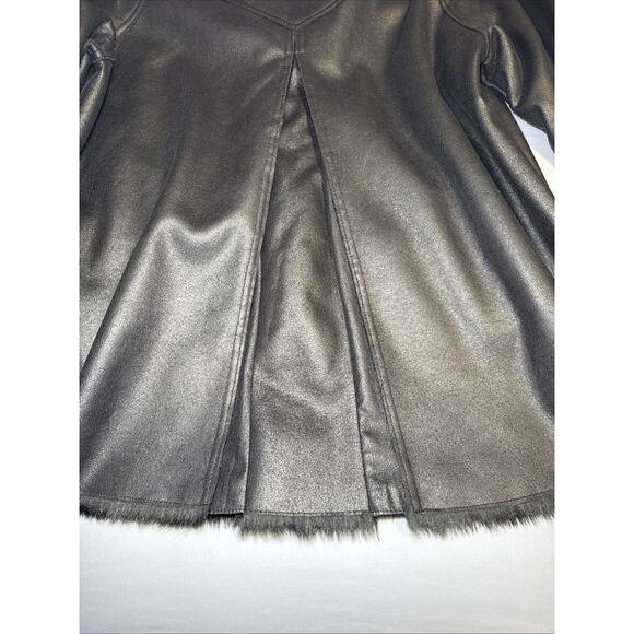 Coldwater Creek Womens XL Gray Metallic Shine Coat Button Up Faux Fur Lined NWOT - Picture 16 of 16